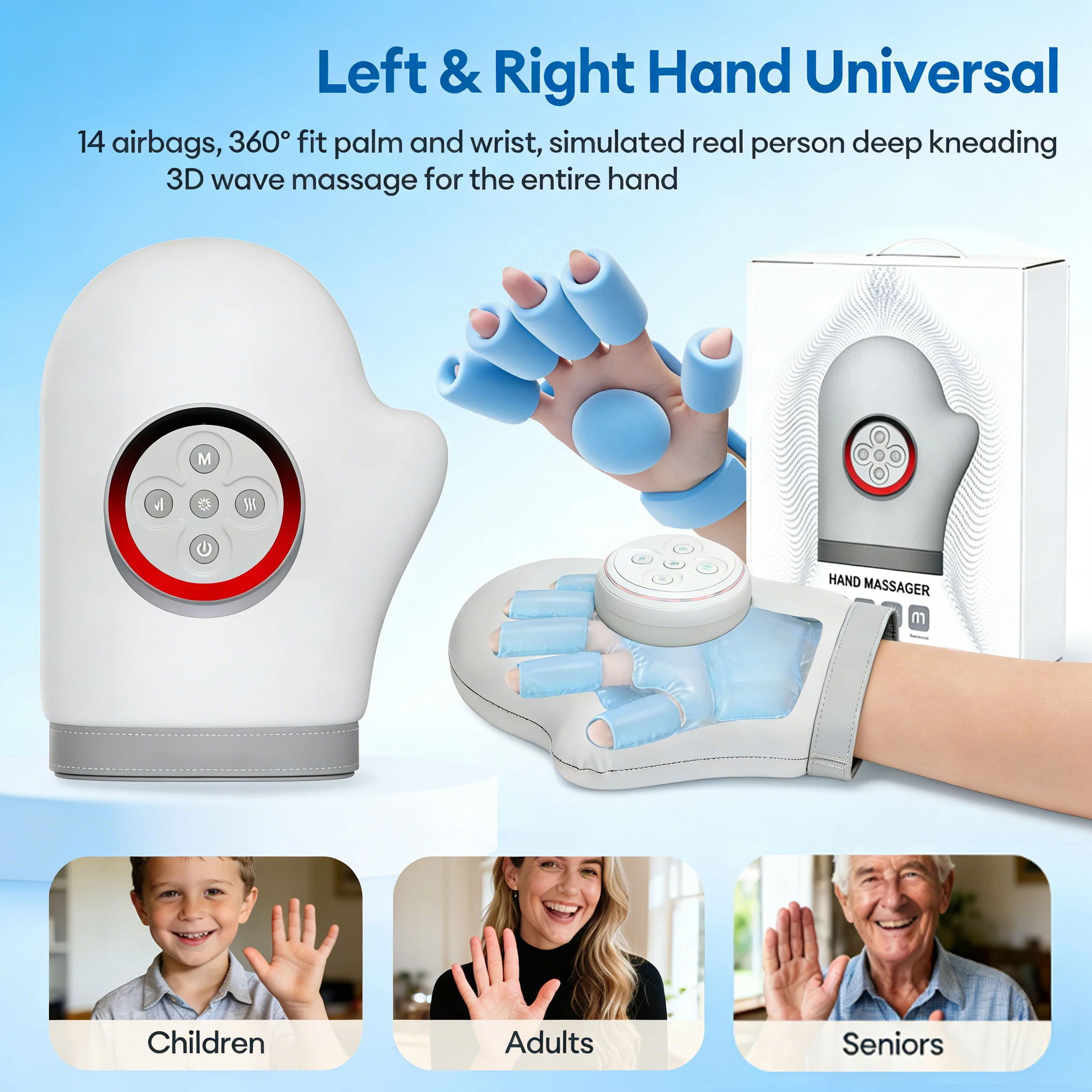 

Электрический массажер для рук с воздушной компрессией, массажер для запястий с функцией разминания, массажная перчатка для пальцев с воздушными подушками, горячий компресс, массажер для акупунктурных точек пальцев