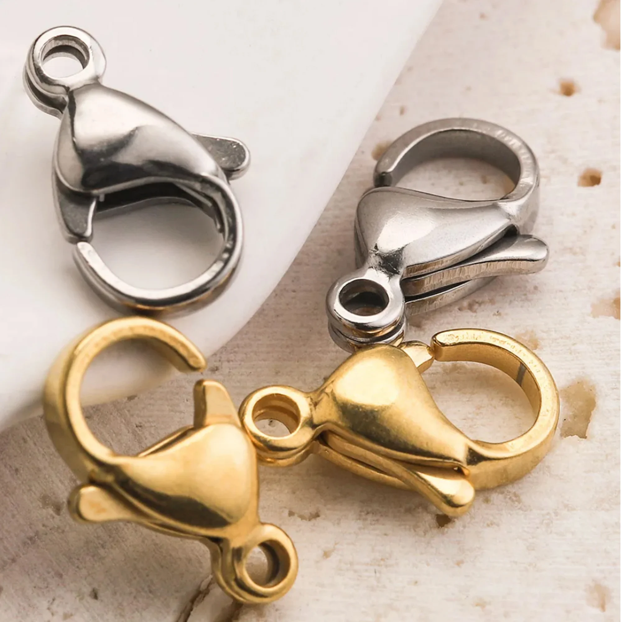 20Pcs Gold/Stainless Steel Lobster Clasps For Diy Necklace And Bracelet Jewelry End Links, Simple And Practical 0.9cm-1.5cm