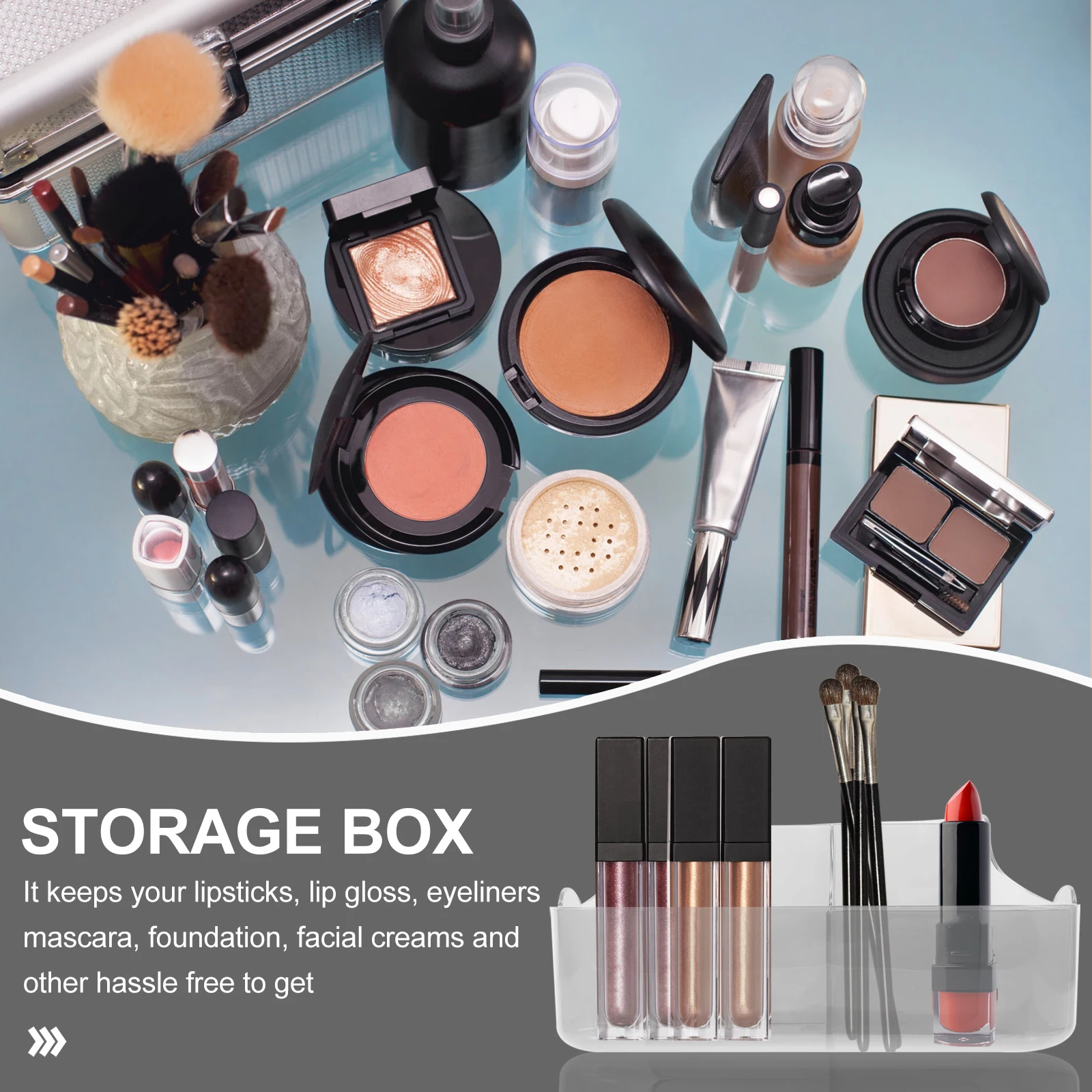 

Multifunctional Makeup Box Organizer Holder Desk Plastic Container Small Office