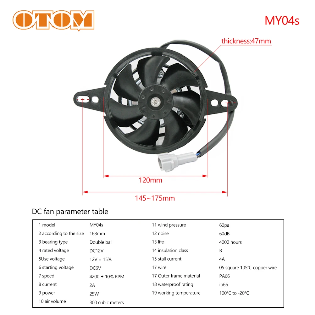 OTOM 200cc 250cc 300cc Motorcycle Cooling Fan 120mm Dirt Pit Bike Motocross ATV Quad Oil Cooler Water Radiator Electric 12V