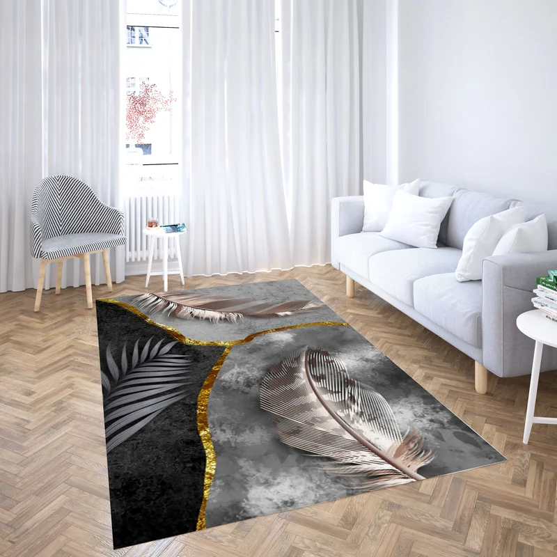 VIKAMA Crystal Velvet Carpet Living Room Large Area Full Coffee Table Bedroom Full Bed Side Simple Style Wholesale Home Decor