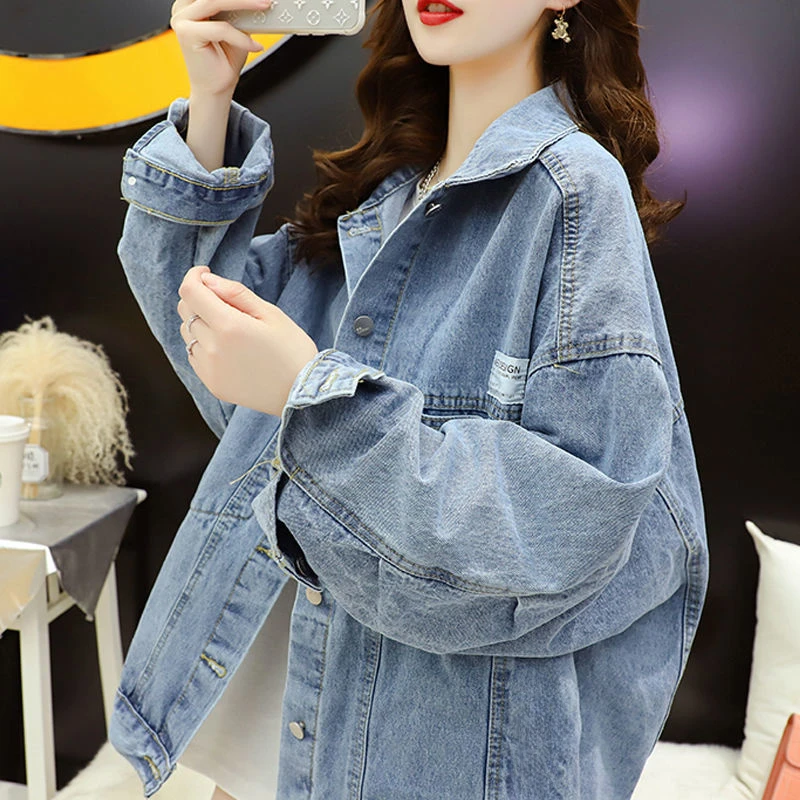 Denim Jackets Women Vintage Korean Style Elegant Female Oversize Leisure Bf Streetwear Coats Daily Simple Students Harajuku Chic