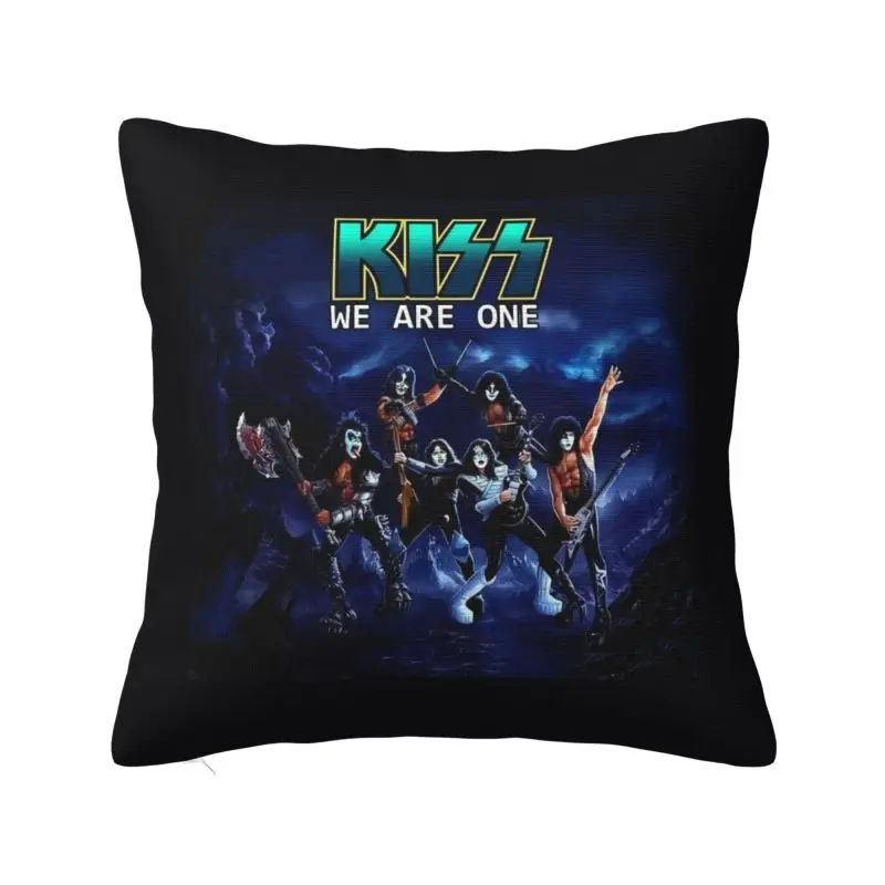 Custom Heavy Metal Rock Roll Pillow Case 40x40cm Kiss Music Band Cushions Cover Square Pillowcase