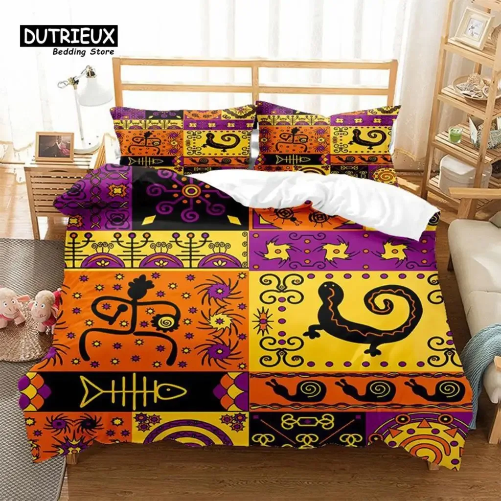 

Ancient Egypt Style Comforter Cover Exotic Geometric Pattern Duvet Cover Mystery Symbol Print Bedding Set For Teens Adults Decor