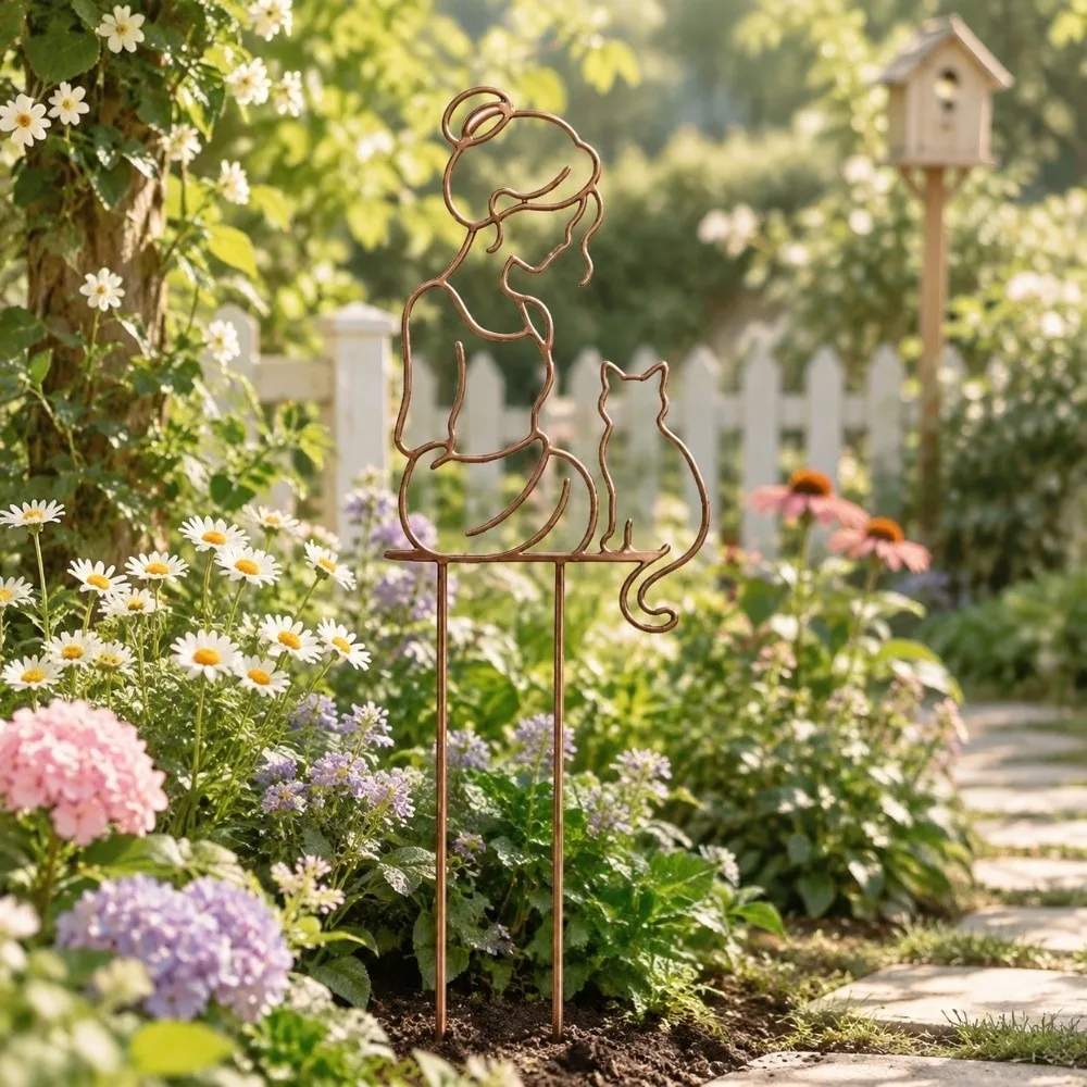 Iron Character Silhouette Plant Stand Strong Load Bearing Weather Resistance Plant Climbing Trellis Hollow Out Plant Fixed Frame