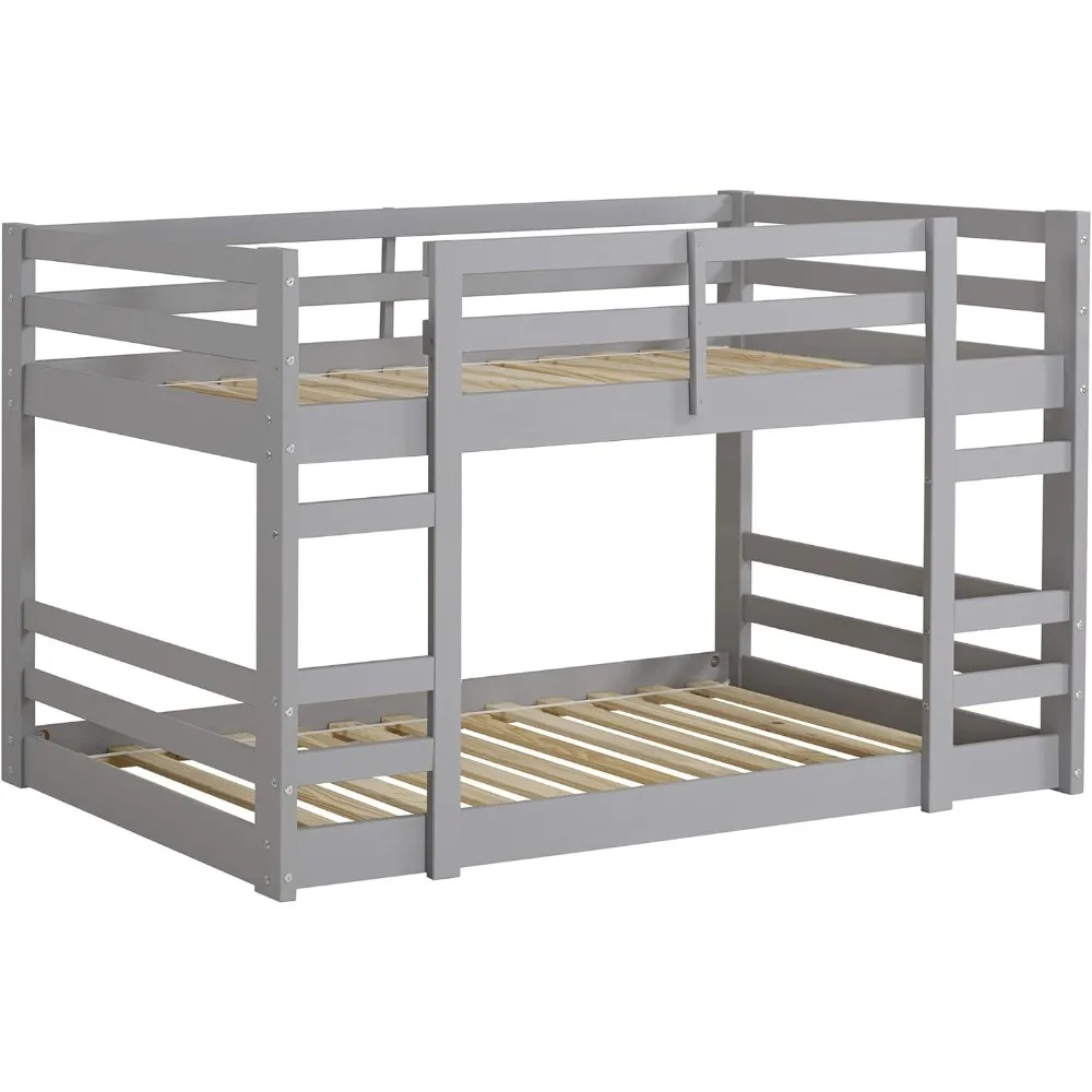 

Alexander Classic Solid Wood Stackable Jr Twin over Twin Bunk Bed, Twin over Twin, Grey