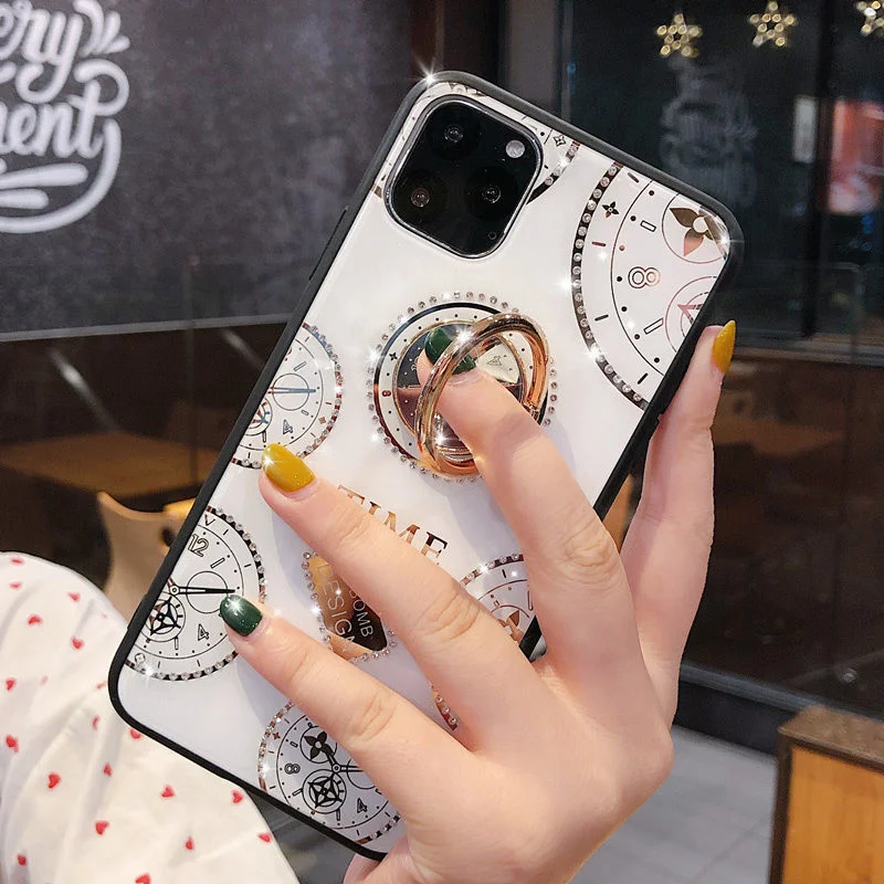 Capa de telefone de relógio de diamante, capa de luxo para iPhone 14, 13, 12, 11 Pro Max, X, XR, XS, 7, 8 Plus, SE 2020, 2022