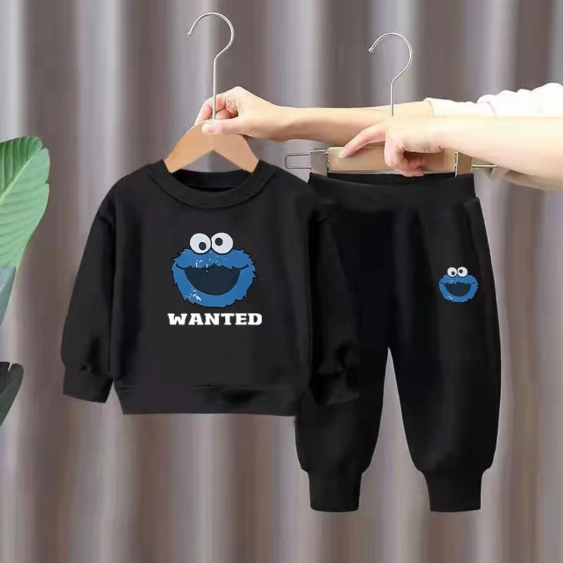 Autumn Kid Boy Long Sleeve Clothes Set Children Girls Cartoon Printed Sweatshirts Pullover Top And Pants Bottom Suit Tracksuits