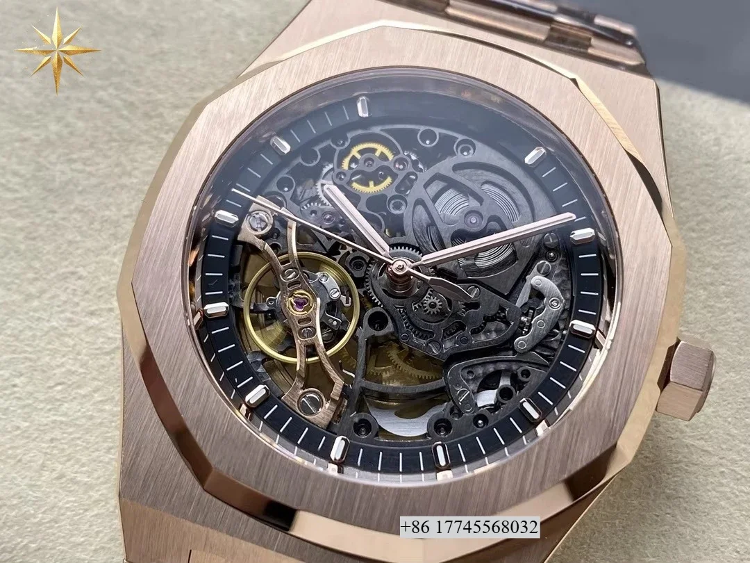 

Customizable New Luxury Super Quality Mechanical Watch 41mm THB Factory 3132 Movement 15407 Gold Skeleton Watch