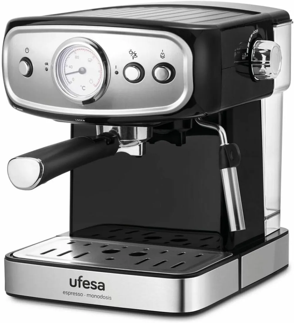 Ufesa CE7244 Brescia Cafetera Expresso y Capuccino, Vapororizador Orientable, 20 Bares, 2 Modos: Café Molido o Monodosis