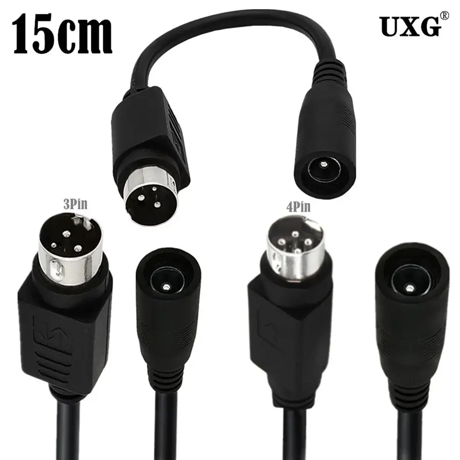 DC 5.5x2.5/5.5x2.1 Connector Female To 3Pin 4-Pin Round Mouth 3Pin 4Pin To 5.5 2.1mm 2.5mm Plug Printer Power Adapter Cable Cord