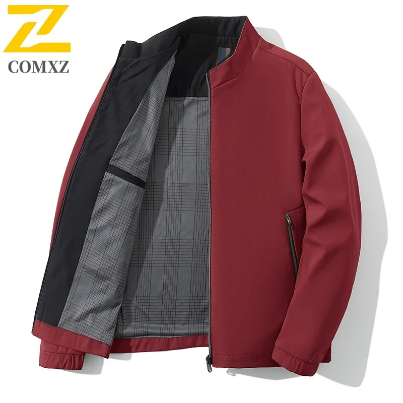 

COMXZ Office Commute Jacket for Men Comfort Light Windbreaker Traditional Stand Collar Wind Resistant Autumn New Clothing