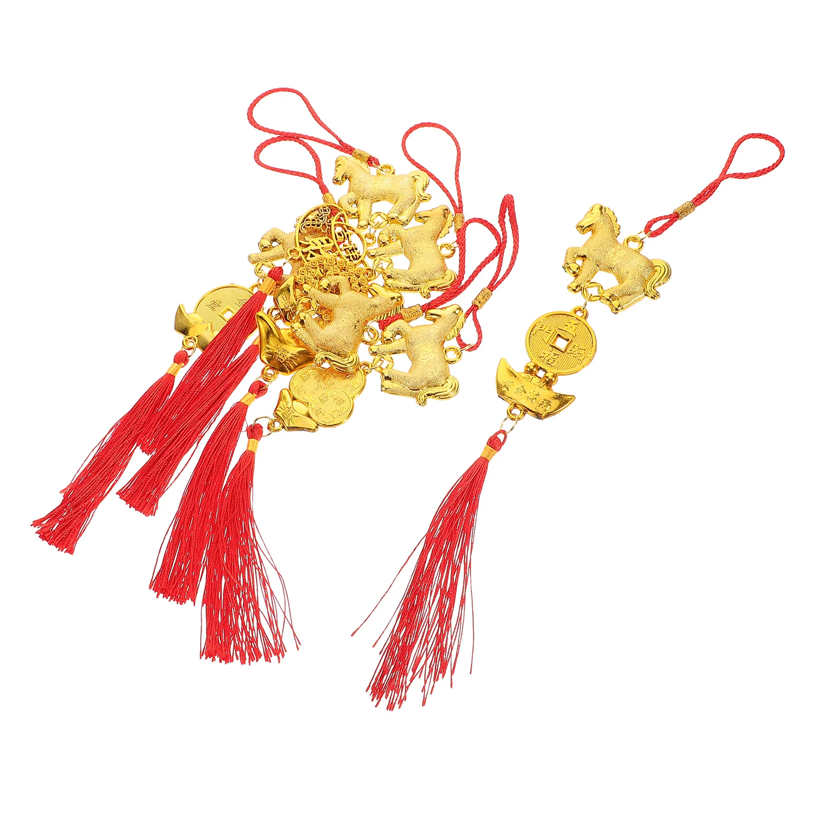 

6pcs Year Of The Horse Tassel Pendants 2026 Chinese New Year Decorations Spring Festival Lucky Charms For Home Car Mirror Zodiac