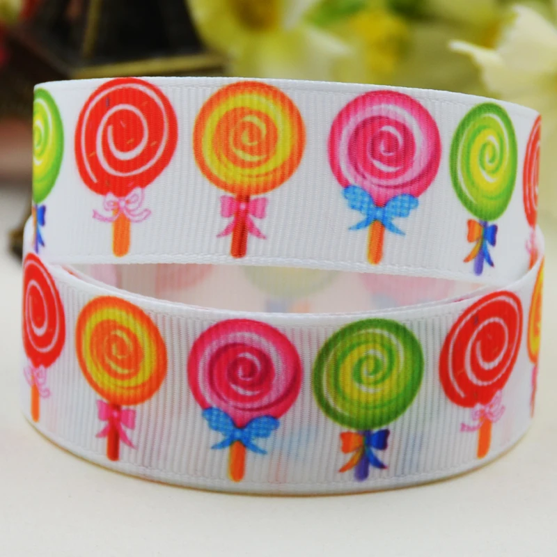 22mm 25mm 38mm 75mm Dessert & Candy cartoon printed Grosgrain Ribbon party decoration 10 Yards satin ribbons