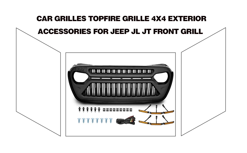 Car Grilles Topfire Grille 4x4 Exterior Accessories For Jeep JL JT Front Grill