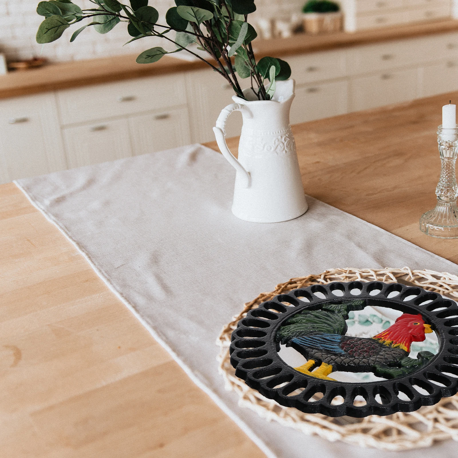 

1Pcs Rooster Heat Resistant Pot Mat Thick Iron Placemat Household Tableware Mat Decorative Cooking Pot Holder Practical
