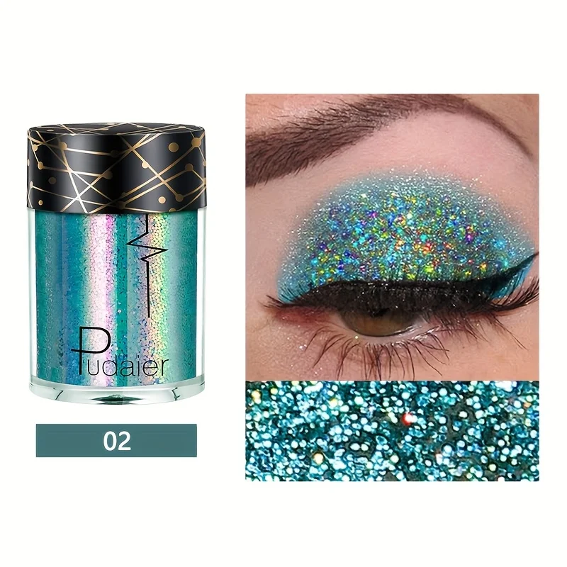 Pudaier Poudre de fard à paupières monochromatique à paillettes - 36 nuances vibrantes, finition scintillante facile à appliquer, taille portable, festival de musique