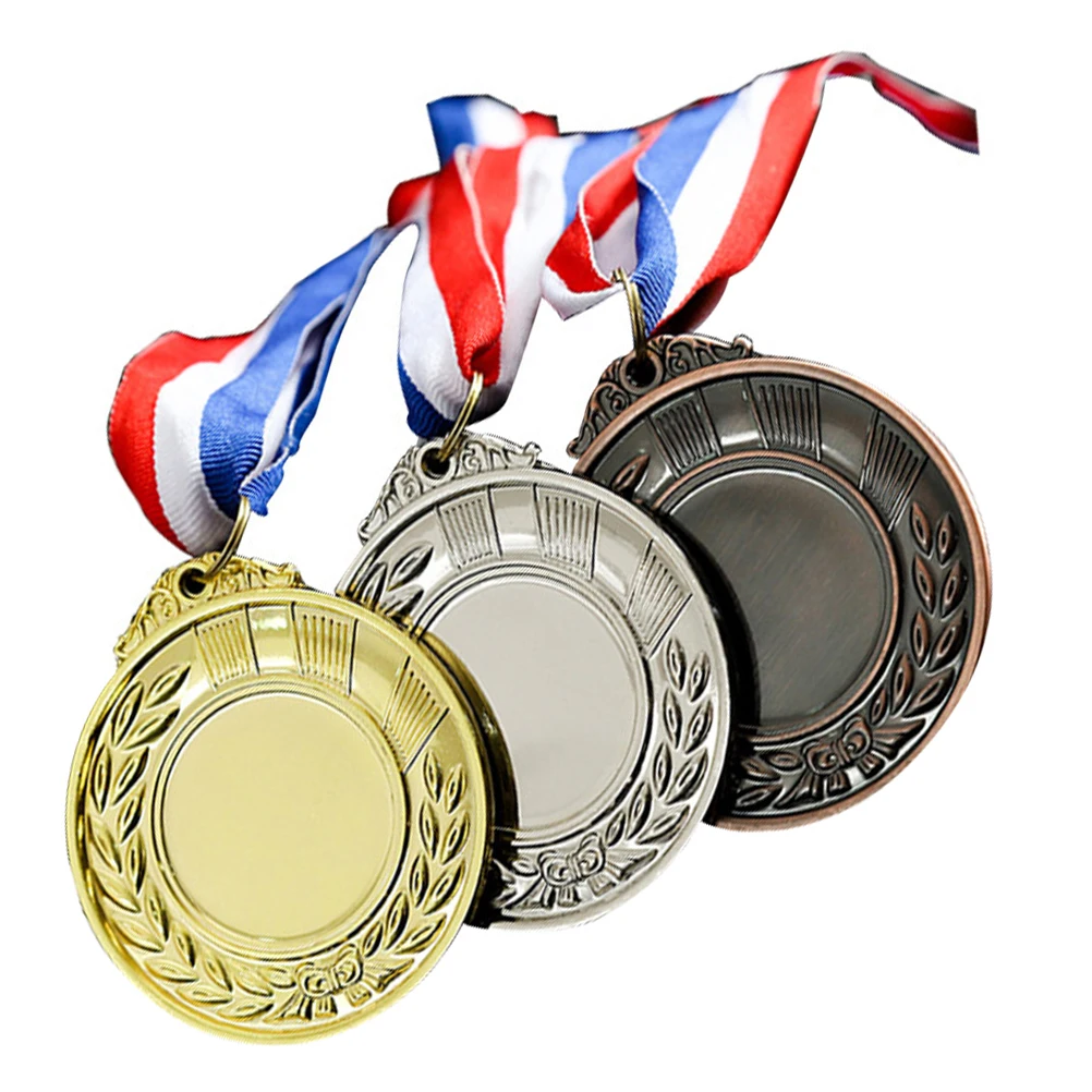 

3 Pcs Silver Bronze Medals High Quality Zinc Alloy Metal Award Medal Durable Awards Sports Competition Rewards Kids Toys