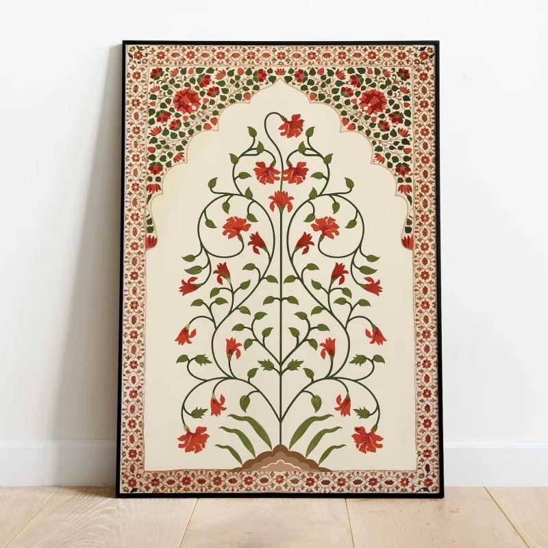1pc frameless Canvas Painting Indian Floral Pichwai Painting, Boho Wall Art Home Decor Frameless Canvas Art Wall Decoration Post
