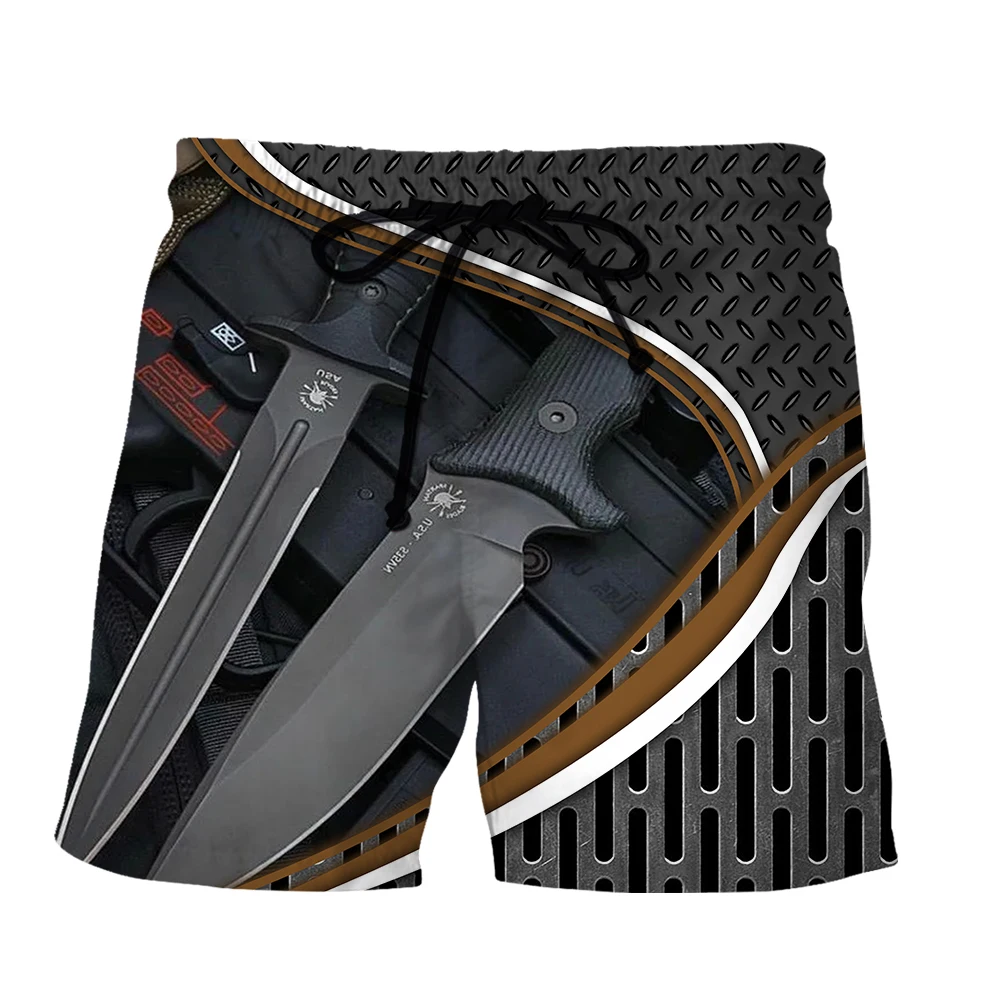 SONSPEE Summer 3D Printed Military Knife Thin Shorts Men Women's Hip Hop Pants Running Breathable Fitness Cool Shorts XS-5XL