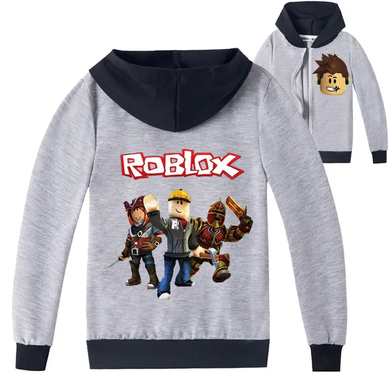 Out-and-out Children's Clothing ROBLOX Medium and Large Children's Cartoon Print Casual Zipper Shirt Jacket New Style