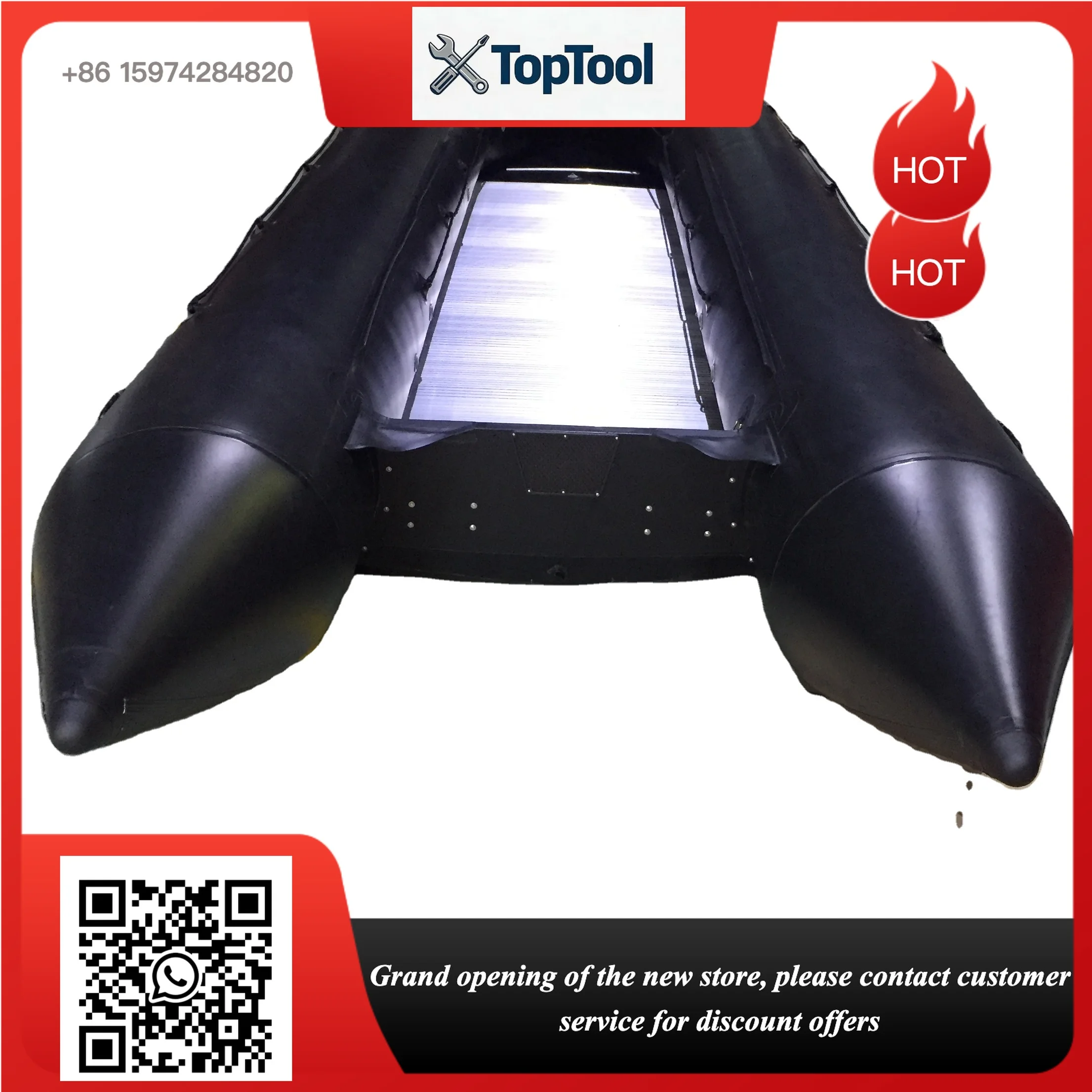 4.7m Large Inflatable Boat, 20 People Capacity, Sturdy Aluminum Floor for Commercial & Recreational Water Use