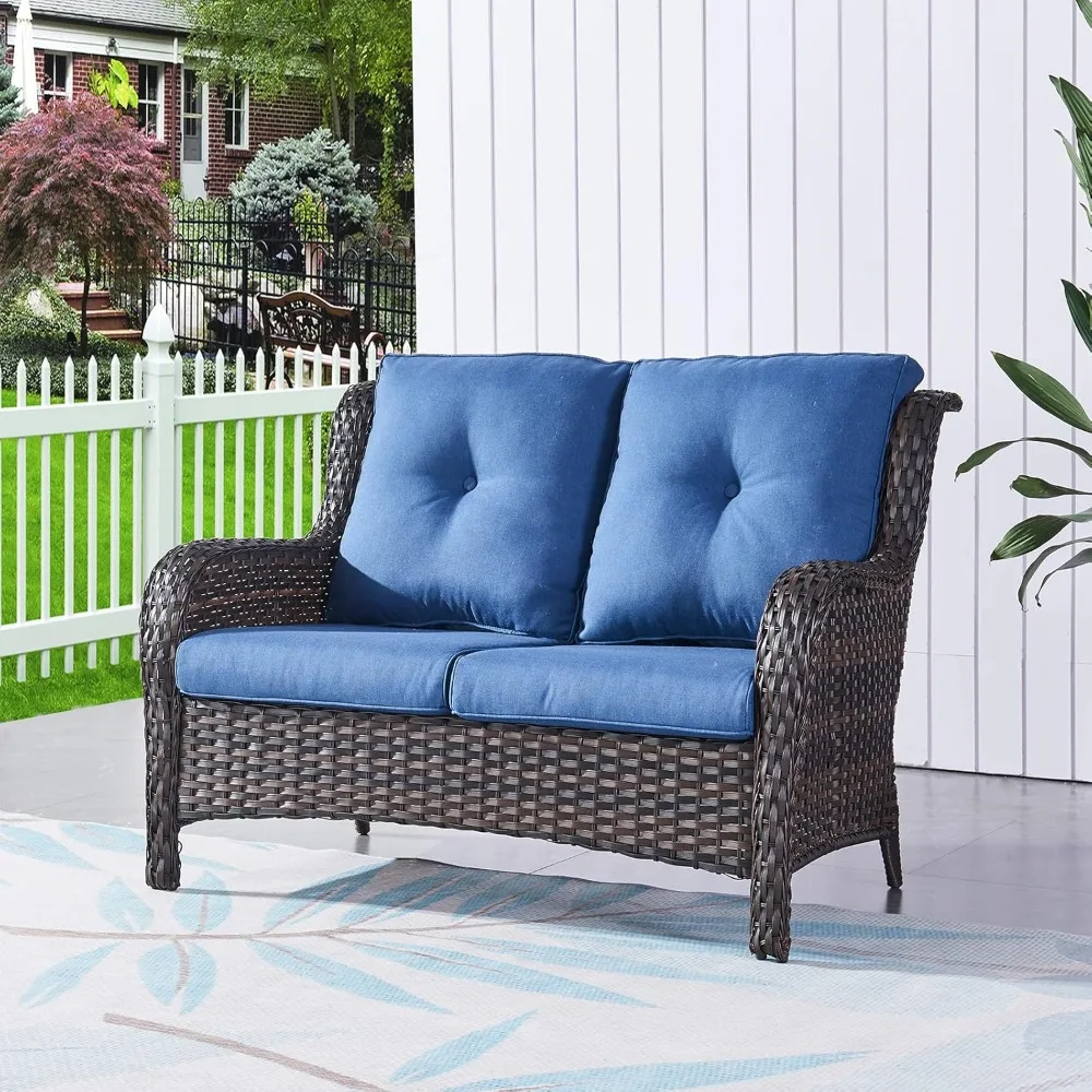 

Outdoor Loveseat Patio Sofa,with Deep Seating and Comfortable Cushions,2-Seat Rattan Outdoor Couch Patio Furniture
