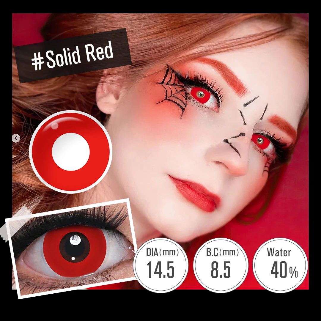 Magister Color Halloween Contact Lenses Cosplay Anime Contact Lenses White Eye Lenses Red Colored Lenses Pupilentes 1Pair Yearly