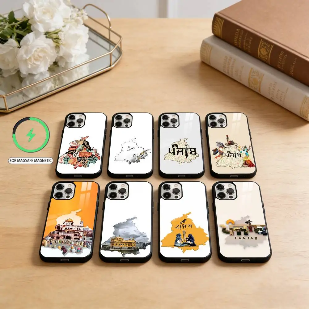 

A-ART Punjab Map Phone Case For iPhone17,16,15,14,13,12,11 Plus,Pro Max Magnetic For Magsafe Wireless Charging