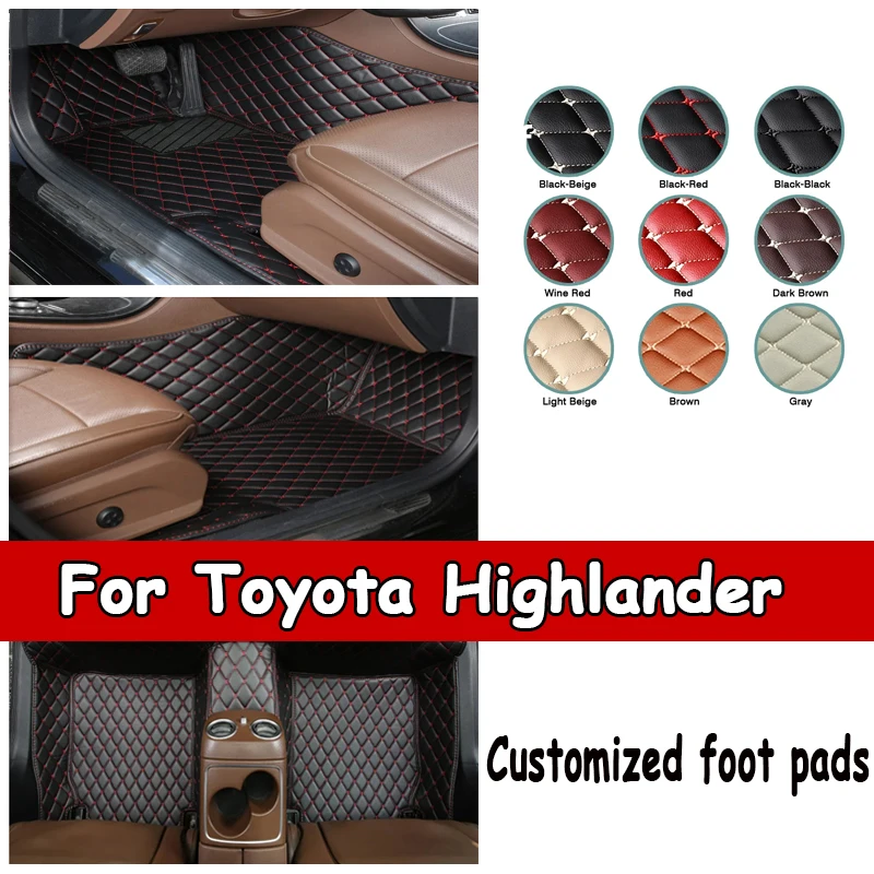 

Автомобильные коврики для Toyota Highlander Seven Seats 2015, 2016, 2017, 2018, 2019, 2020 2021, автомобильные подушечки для ног, аксессуары для интерьера