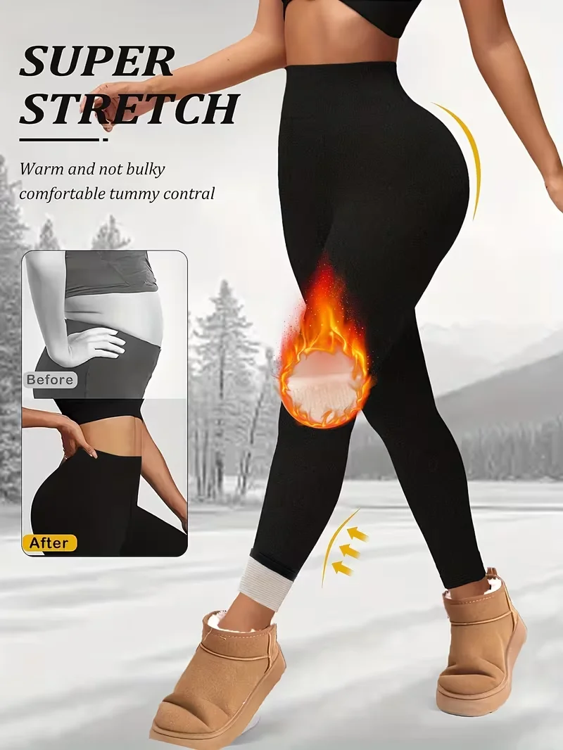 Women's Fleece-Lined High-Waisted Yoga Leggings, Warm Thermal Thick Heated Pants for Winter Workout, Gym & Outdoor Cycling,Jeans