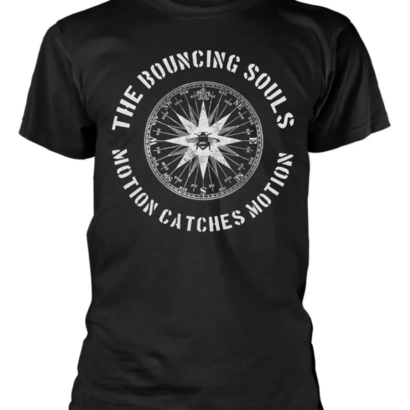 The Bouncing Souls Compass Black T Shirt OFFICIAL vintage Washed designer clothes graphic Soft fashion Casual Slightly