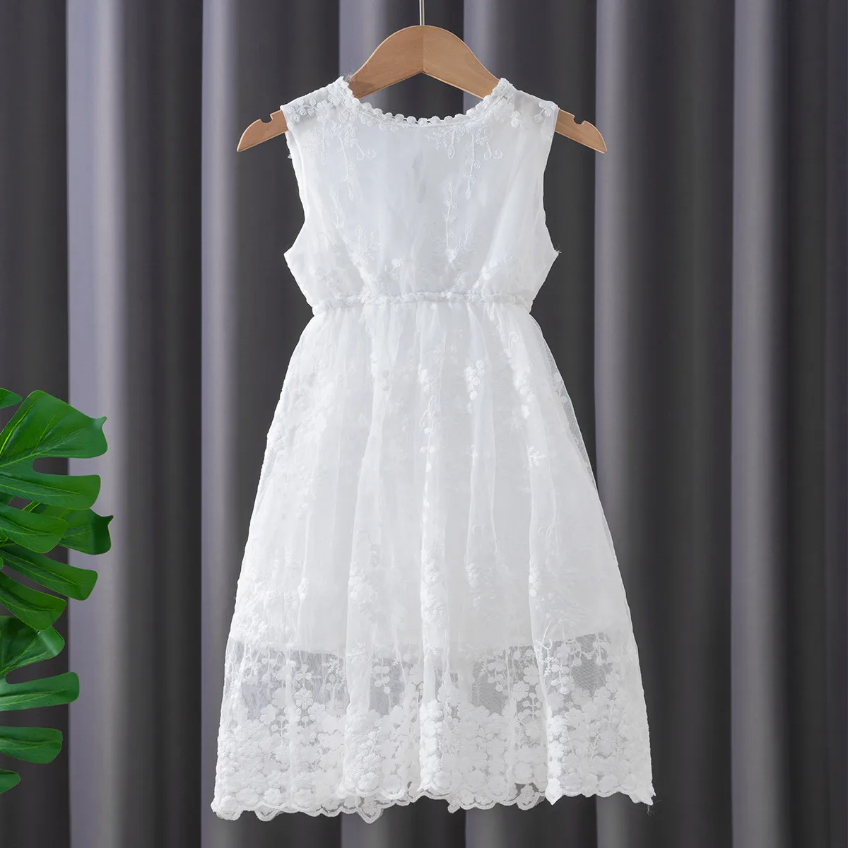 Baby Kids Lace White Dresses for Girls Clothes Summer Princess Outfits Teenagers Sleeveless Children Costumes 4 6 8 10 12 Years