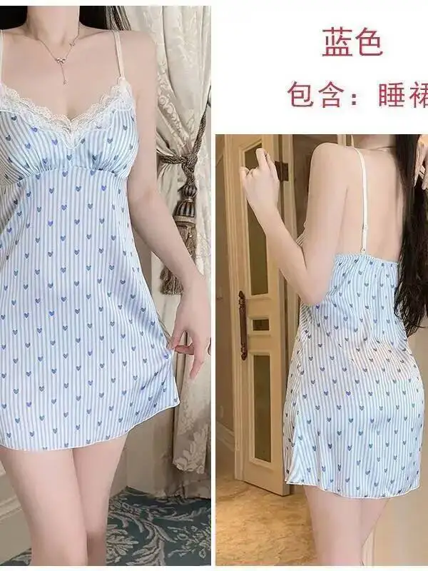 Dames Zijdeachtig Satijn Lingerie Diepe V Push-Up Gewatteerde Hot Slim Hemdje Nachthemd Jurk Elegante Slanke Zoete Dames Mini-jurk 3ZQ6