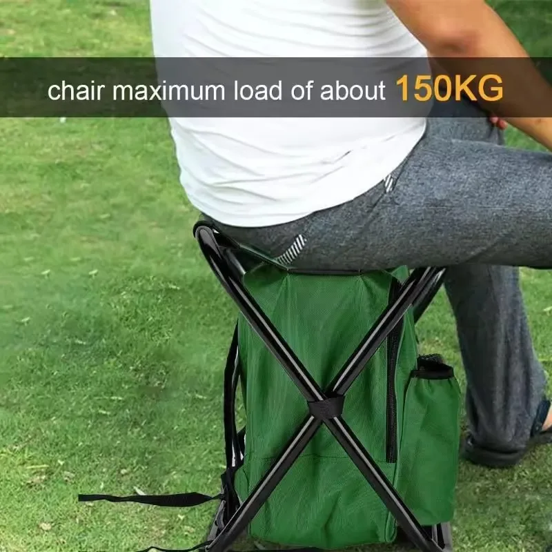 Foldable Fishing Chair with Cooler Bag, Multifunctional, Outdoor Camping, Barbecue, Portable, Ice Pack