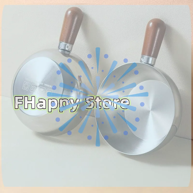 For One Person Instant Noodle Pot Small Pot Stainless Steel High-value Appearance Peach Wood Snack Pot Small Cooking Pot