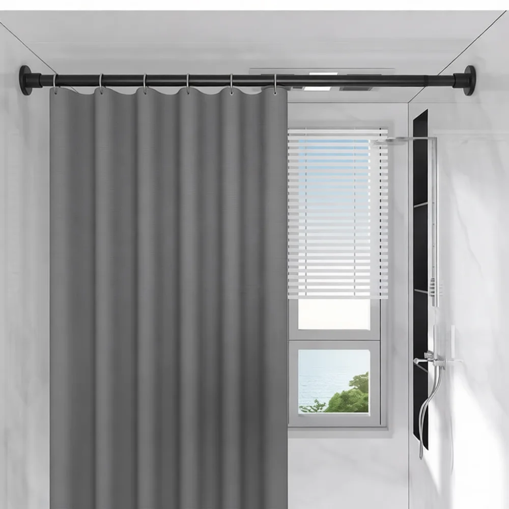 Extendable Tension Rod No Drill Adjustable Shower Curtain Pole Wardrobe Closet Rail Clothes Hanger Modern Home Organizing Tool