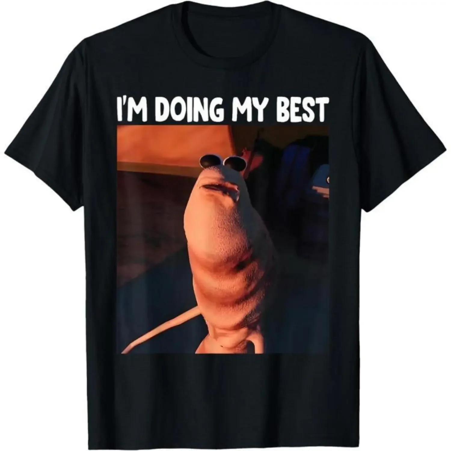 Funny I'm Doing My Best Marcus The Worm Meme Short-Sleeve Unisex T-Shirt, Casual Menswear Tops, Black-T Shirt-180g, Sports & Outdoor Clothing, S-3XL, Shortsleeve