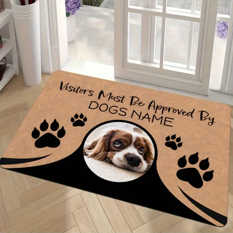

1pc Cartoon Puppy Design Entrance Mat - Quick Dry, Non-slip Polyester Door Mat with Paw Print for Indoor/Outdoor Use