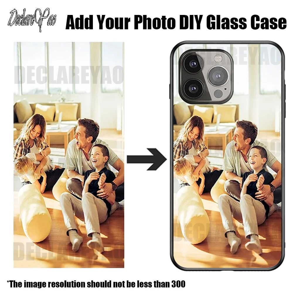 

Personalized Photo DIY Picture Customize Image Mirror Hard Coque For Apple iPhone 16 Pro Max 16e 15 Plus 14 13 12 11 Glass Case