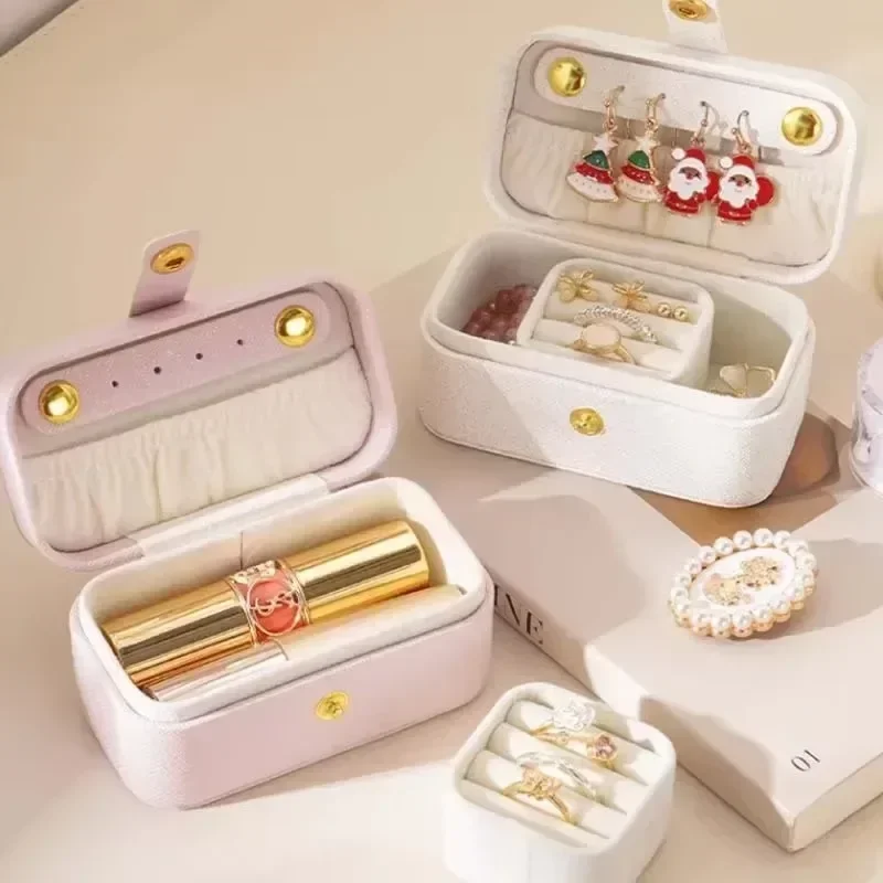 

Изысканная шкатулка для драгоценностей из искусственной кожи, простое кольцо, ожерелье, серьги, минималистичный стиль, портативная коробка для хранения на каждый день, путешествия