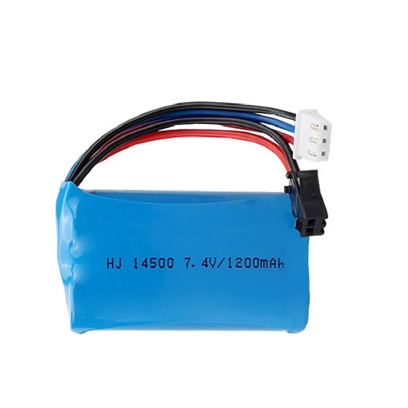 1-5PCS 7.4V 1200mAh Lipo Battery 14500 SM For Electric Toys Water Bullet Gun Toys 7.4V Rechargeable Battery Vehicles RC Toy