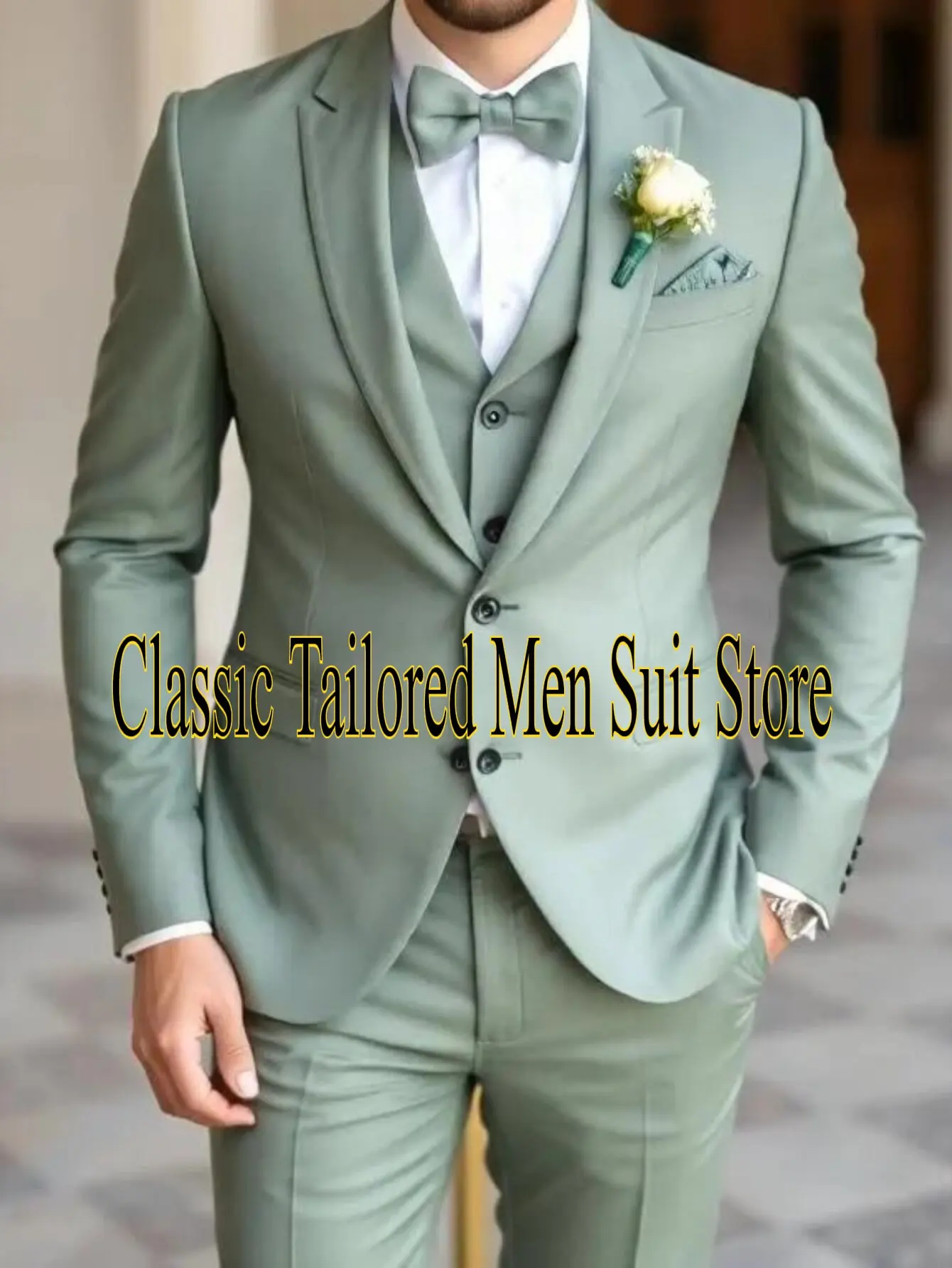 

Wedding Party Prom Male Tuxedos 3 Piece Set Blazer Vest Pants