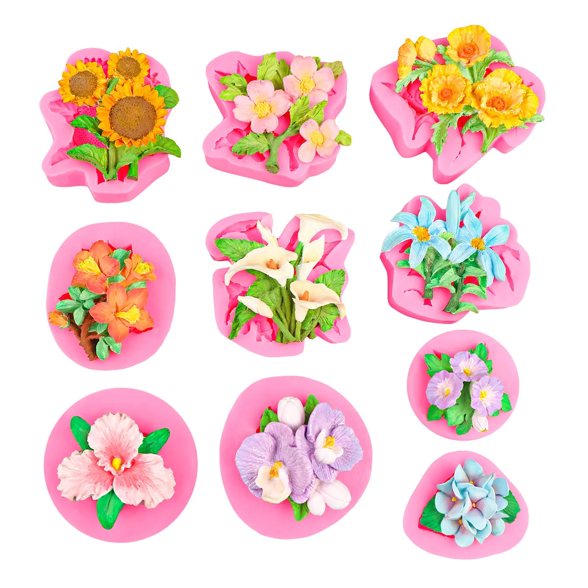 

Realistic Large Flower Silicone Molds 3D Lily & Iris for Epoxy Resin Gypsum Aroma Candle Making DIY Home Decor Craft Tools