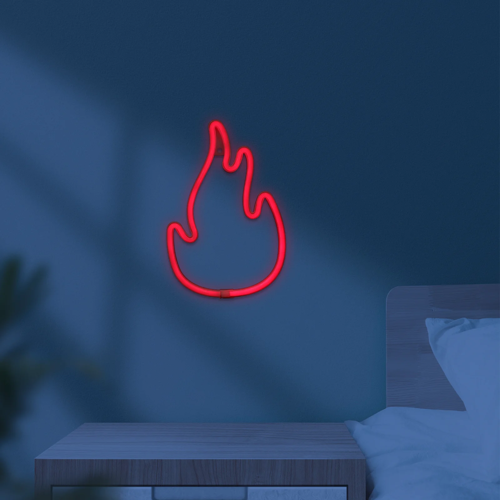 

Neon Light Sign Flame Shape Led Wall Decor For Home Bar Bedroom Gaming Room Blue Aesthetic Hanging Decorative Lights