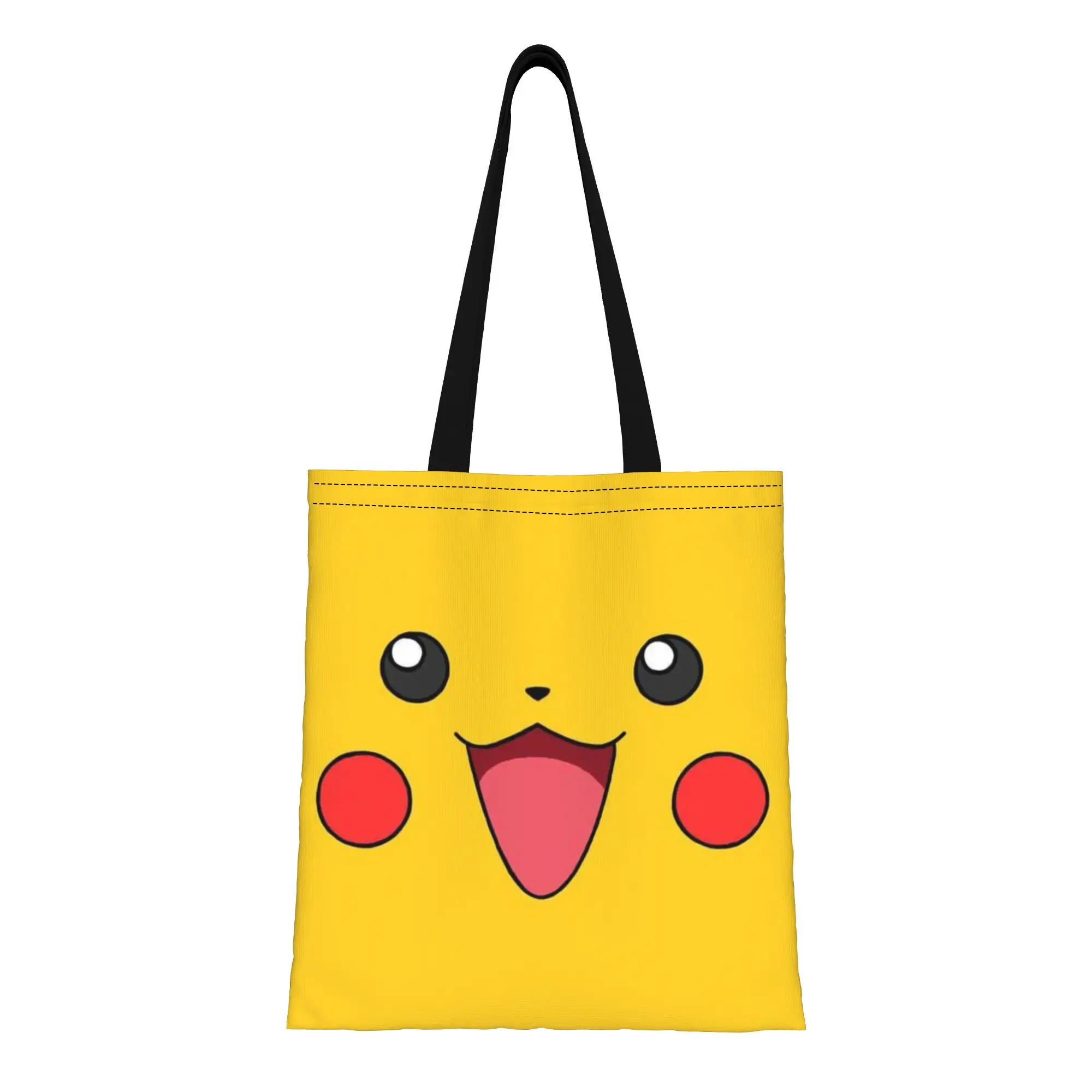 

Back to school season Red Cheeks Cartoon Pet Pikachu Canvas Tote Bag Perfect for Travel Women's Top-Handle Bags