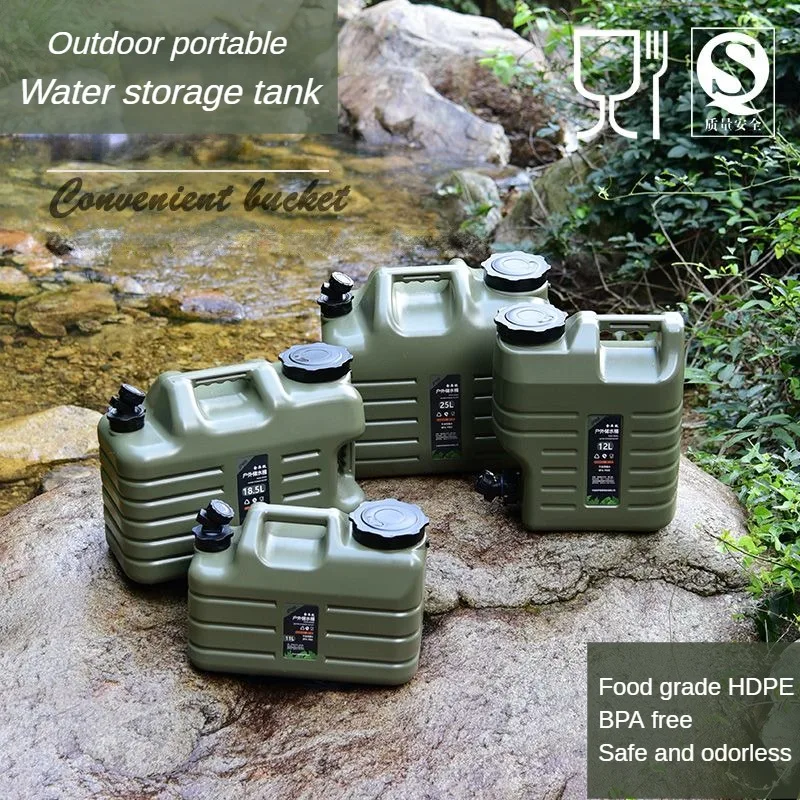 

Outdoor portable water storage bucket food grade PE thickened car water tank 18L28L wheeled camping water bucket