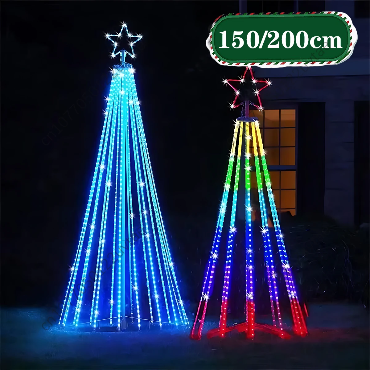 1.5/2m Controlchristmas Light NEW LED Christmas Tree Indoor Outdoor Decoration Metal Ring Led String Light Decorative Light