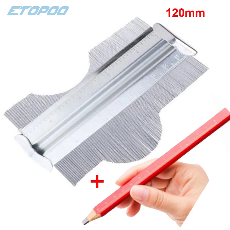 Duplicateur de forme 125 mm, jauge de contour métallique multifonctionnelle, règle pliable durable pour carrelage et stratifié avec crayon de charpentier
