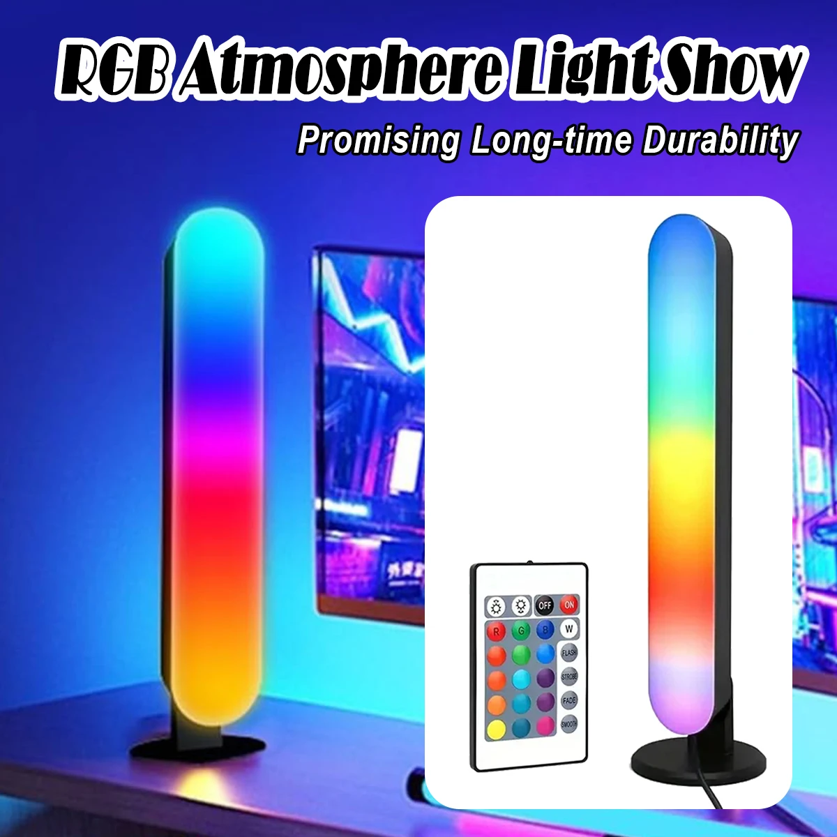 2X RGB Pickup Light Music Rhythm Lights Upgraded USB Rechargeable Model Christmas Decoration Desktop RGB Light Bar Music Rhythm